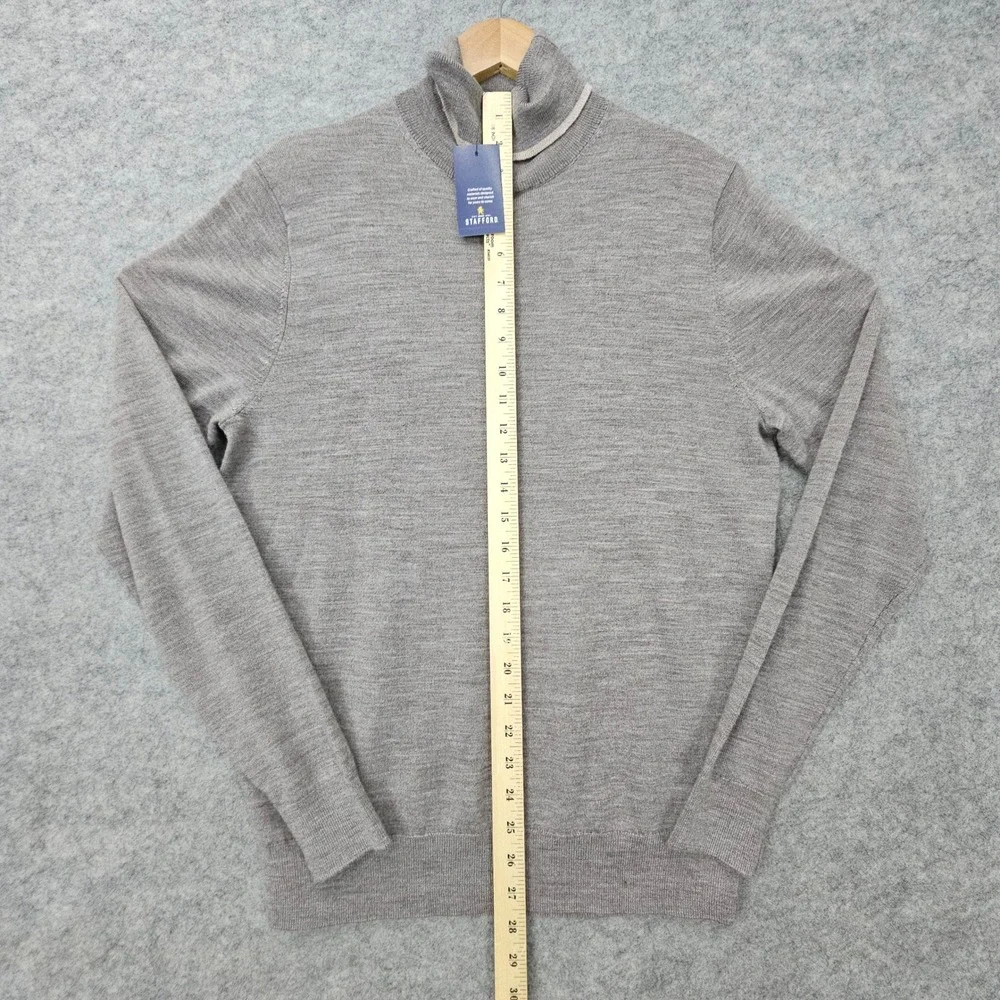 NEW Stafford Turtleneck Sweater Men's Taupe Small Merino Wool Machine Washable